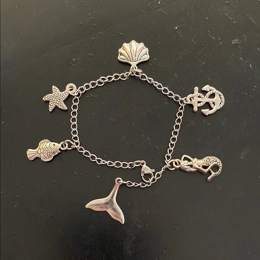 Silver Nautical Charm Bracelet Hand Crafted